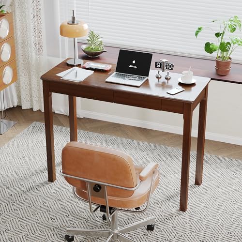 Solid Wooden Desk with Drawers, 39 x 16 Inch Narrow Desks, view 5