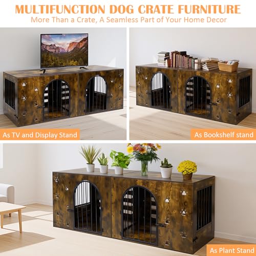 63" Dog Crate Furniture for 1 or 2 Dogs, view 6