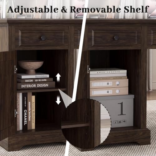 59" Farmhouse Executive Desk with Drawers, Wood Home Office Computer Desk, view 6