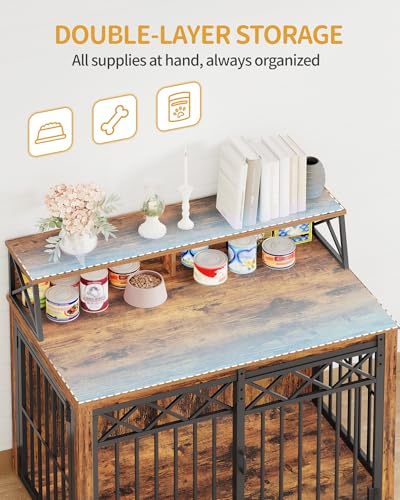 39.4'' L Dog Crate Furniture, Dog Kennel Indoor with Storage Shelf, view 7