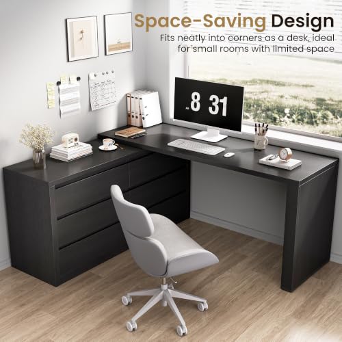 6 Drawer Double Dresser for Bedroom, L Shaped Modern Simply Chest of Drawers, view 5