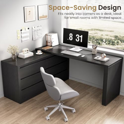6 Drawer Double Dresser for Bedroom, L Shaped Modern Simply Chest of Drawers, view 5