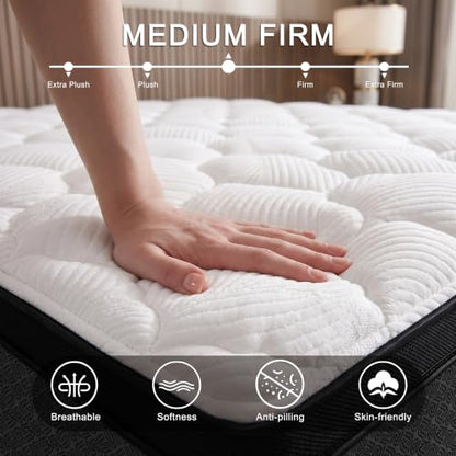 Full Size Mattress,12" Thickness Hybrid Memory Foam Mattress in a Box, view 3