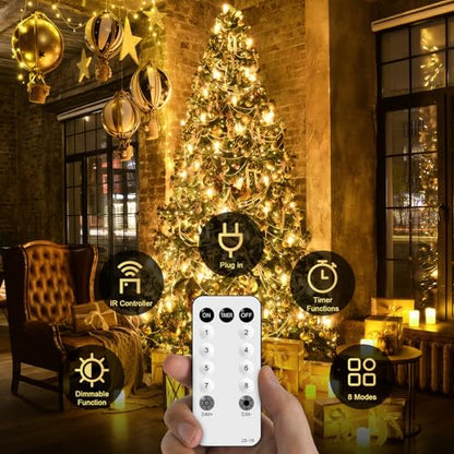 168FT 600 LED String Lights for Outside Clear Wire, Warm White Christmas Lights Outdoor Waterproof, Tree Lights Outdoor Plug in for Patio Wedding Party Holiday Christmas Bedroom Pergola Decor