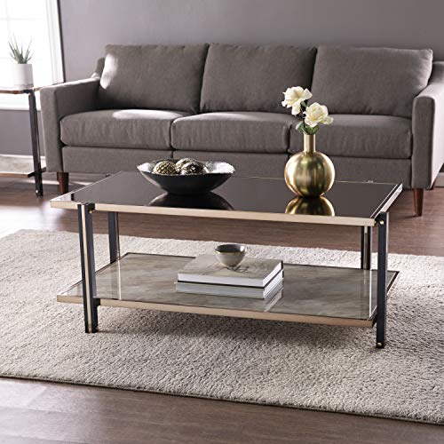 Thornsett Cocktail Table with Mirrored Top - Transitional Design, Champagne Glass and Wood - Ideal for Living Room, Family Room (CK1131200)