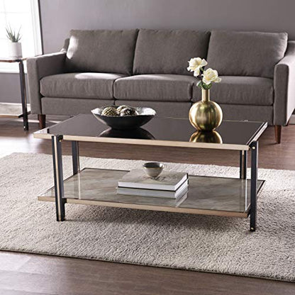 Thornsett Cocktail Table with Mirrored Top - Transitional Design, Champagne Glass and Wood - Ideal for Living Room, Family Room (CK1131200)