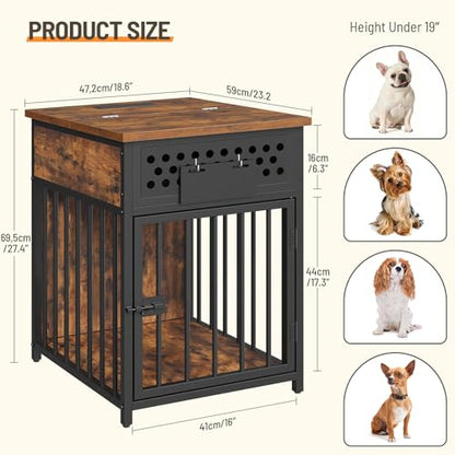 Dog Crate Furniture with Charging Station for Small Dogs, view 3