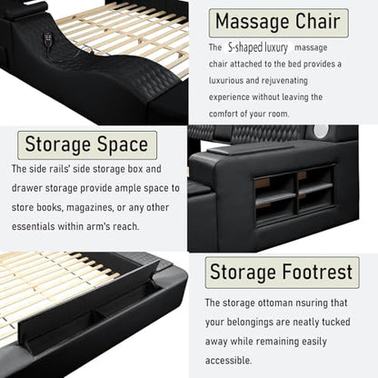 Smart Bed with Massage Recliner Chair, view 6