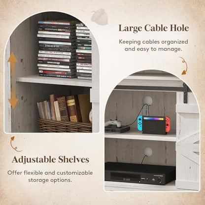 Farmhouse TV Stand for up to 65" TV, Entertainment Center with Ajustable Shelves, view 7