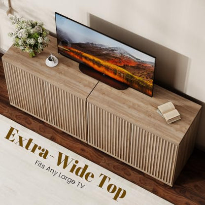 61.8" TV Stand for Living Room,Fluted Media Console Fits 55–65 Inch TVs, view 6
