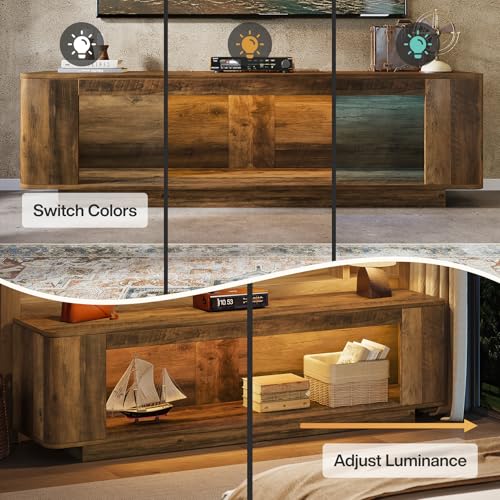 Farmhouse TV Stand with LED Light Strip, view 6