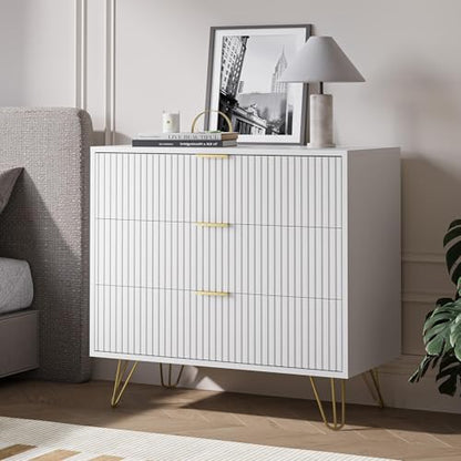 White 3 Drawer Dresser for Bedroom, Modern Closet Dressers Chest of Drawers, view 2