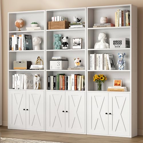6 Tier Bookshelf with Doors, Tall Standing Bookcase, view 3