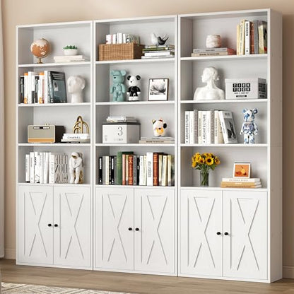 6 Tier Bookshelf with Doors, Tall Standing Bookcase, view 3