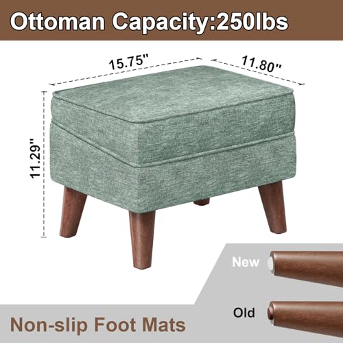 Small Footstool Ottoman, Footstool with Adjustable Lid, 11" Ottoman Foot Rest with Storage for Living Room, Bedroom, Couch, Enterway, Green
