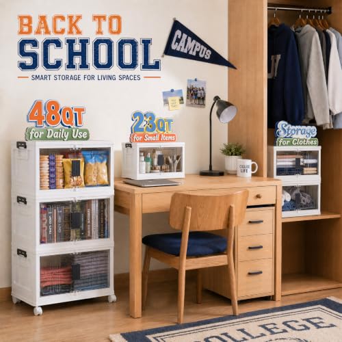 23QT Storage Bins with Lids for Closet, Office, Dorm, 3 Pack, view 4