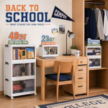23QT Storage Bins with Lids for Closet, Office, Dorm, 3 Pack, view 4