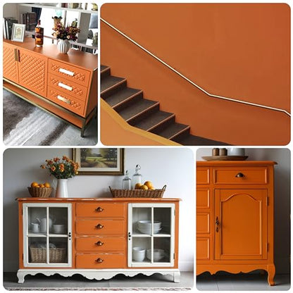 All-in-One Water-Based Wood Refinishing Paint - Low VOC, Fast-Drying, for Furniture, Cabinets & Doors - Easy Furniture Makeovers, with Paint Roller (Orange Brown, 16 Fl Oz)