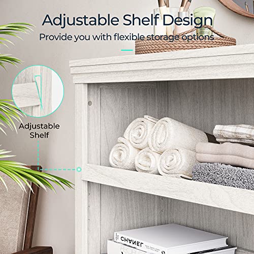 3-Tier Bookcase, Small Bookshelf Wood Display Storage Shelves Farmhouse Bookshelf for Home Office, Living Room, Bed Room - White Oak
