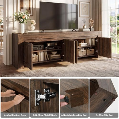 70 Inch TV Stand with Storage Doors for up to 80" TVs, Dark Walnut, view 5