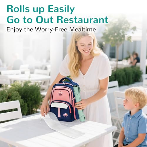 Silicone Placemat for Toddler Eating: Wipe Clean & Roll Up in The Diaper Bag - Table Mat for Restaurant/Travel/On-The-Go