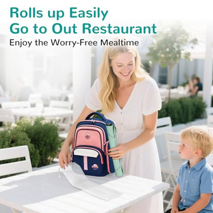 Silicone Placemat for Toddler Eating: Wipe Clean & Roll Up in The Diaper Bag - Table Mat for Restaurant/Travel/On-The-Go