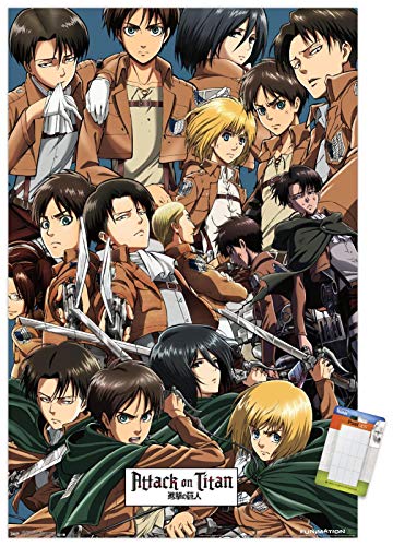 Attack on Titan - Collage Wall Poster, 22.375" x 34", Poster & Mount Bundle