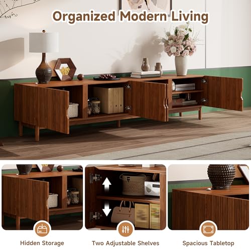 Mid-Century Fluted TV Stand for TVs Up to 90" for Living Room, view 6