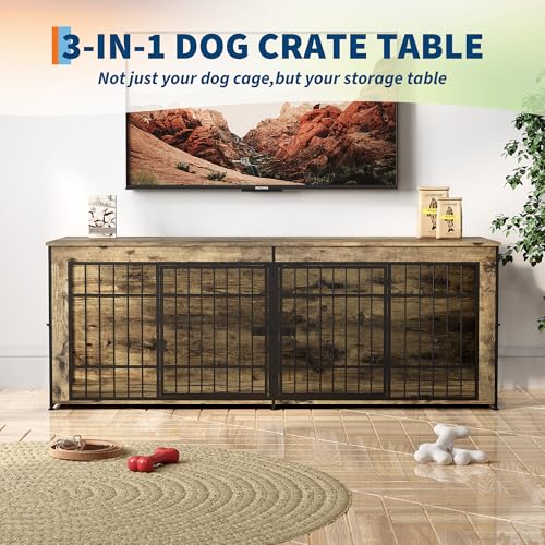 78.7" Heavy Duty Dog Crate Furniture, Dog Cage Furniture with Divider, view 7