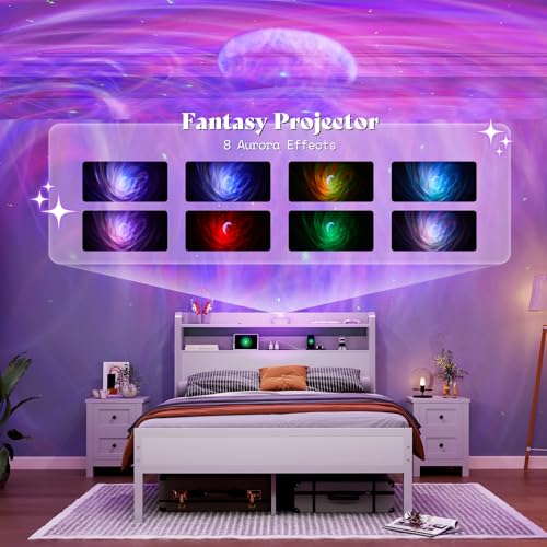 Queen Size Bed Frame with Galaxy Star Projector, view 2