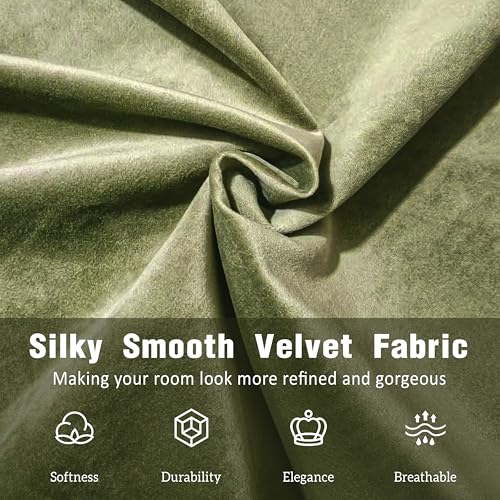 Queen Velvet Fabric Platform Bed with Curved Headboard, Olive Green, view 7