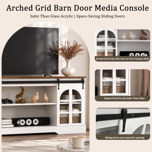 65 Inch TV Stand for Living Room, Farmhouse Entertainment Center, view 7