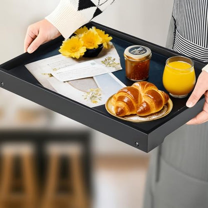 Bed Tray Table with Folding Legs, Breakfast in Bed Tray (1, Black) | Bed Trays for Folding Table Eating, Kitchen Serving, Food, Sofa, Snacking or Working, Laptop Desk Dinner, Snack Tray