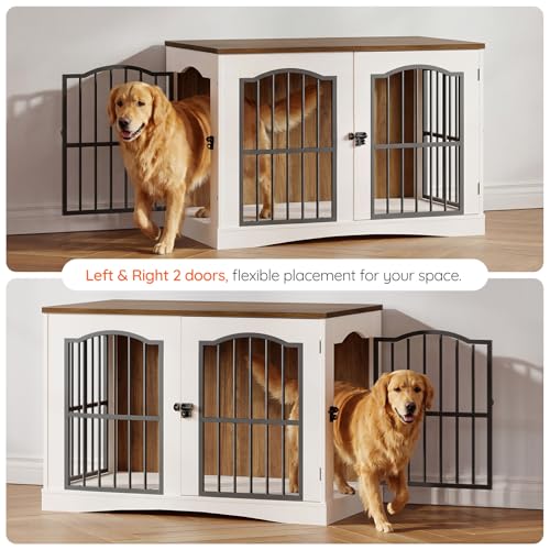 39.4" Wooden Dog Crate Furniture, Heavy Duty Dog Kennel Indoor with 3 Doors, view 7