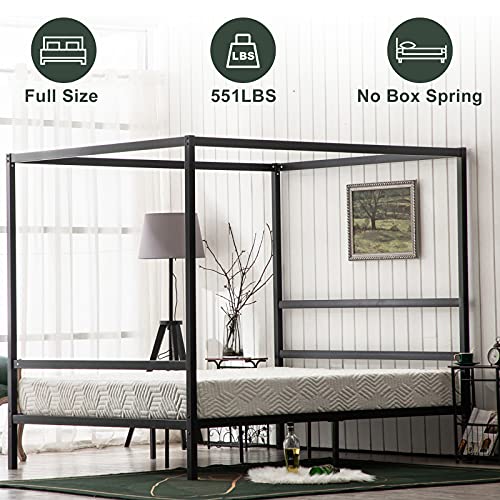 Bonnlo Black Canopy Bed Frame Full with Headboard, view 4