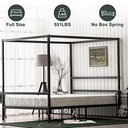 Bonnlo Black Canopy Bed Frame Full with Headboard, view 4