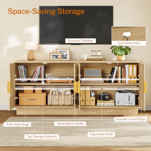 TV Stand for 75 inch TV, Entertainment Center with 2 Adjustable Shelves, view 6