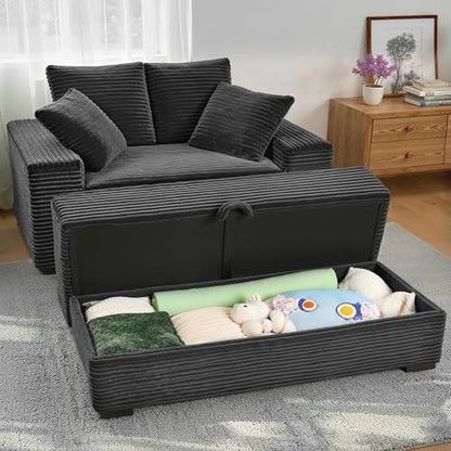 Indoor Chaise Lounge Chair With Storage Ottoman, view 4