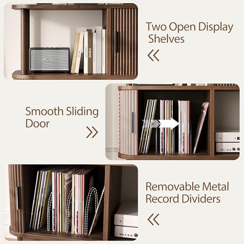 40" Large Record Player Stand with Charging Station, view 5