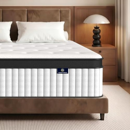Twin Mattress, 10 Inch Hybrid Mattress in a Box, Fiberglass Free, view 4