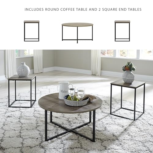 Brown and black wood grain 3 piece table set, view 6