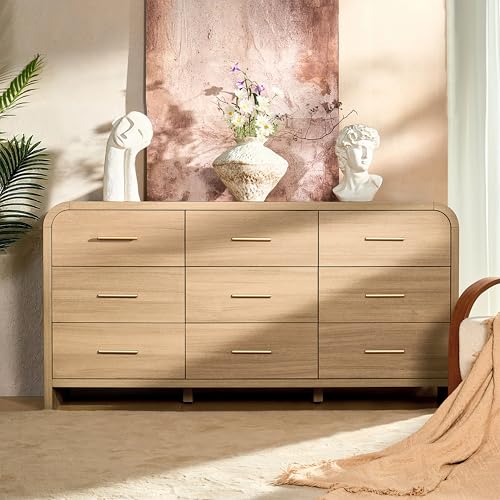 Curved 9-Drawer Dresser for Bedroom, 63" Wide Modern Chest of Drawers, view 7