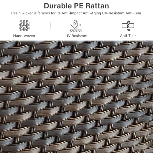 Patio Club Chair Wicker Chairs - Outdoor High Back Chair Set of 2 Patio Furniture Set Rattan Seating with Removable Cushions for Porch Balcony Deck Pool Sunroom Light Brown/Beige