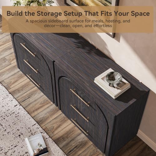 Buffet Cabinet with 3 Drawers, 31.5'' W Arched Storage Cabinet, view 7