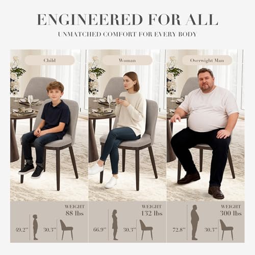 Upholstered Dining Chairs Set of 6, Modern Kitchen Chairs with Back, Fabric Side Dining Room Chairs with Wood Legs for Kitchen Dining Room Restaurant, Camel