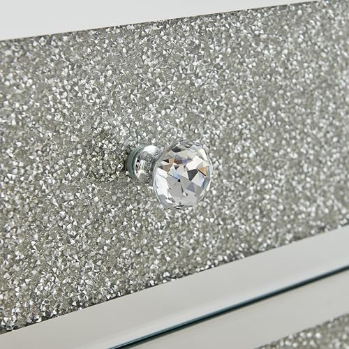 Stella Crushed Diamon Mirrored Crystal Bedside Table Bedside Cabinet Modern Stylish 3 Drawer Bedroom Storage Bedroom Furniture