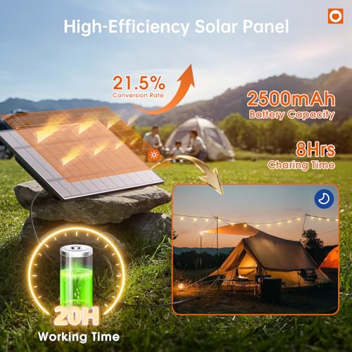 78FT(72+6) Solar String Lights Outdoor, Waterproof Solar Powered Outside Lights with Remote & USB Port, ST38 LED Shatterproof Bulbs, Dimmable Solar Light for Camping Backyard Porch