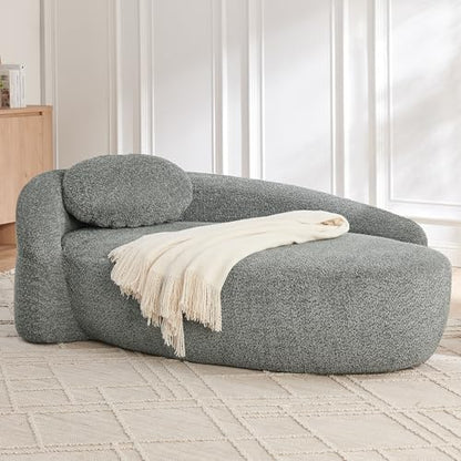67" Oval Chaise Lounge Chair Indoor with Curved Back Pillows, view 2