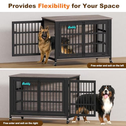 46"/42"/33" XXL Heavy Duty Dog Crate Furniture with Casters, view 6