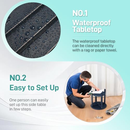 Outdoor Side Table, 2-Tier HDPE Adirondack Small End Tables Weather Resistant Patio Furniture for Backyard Poolside Porch Balcony